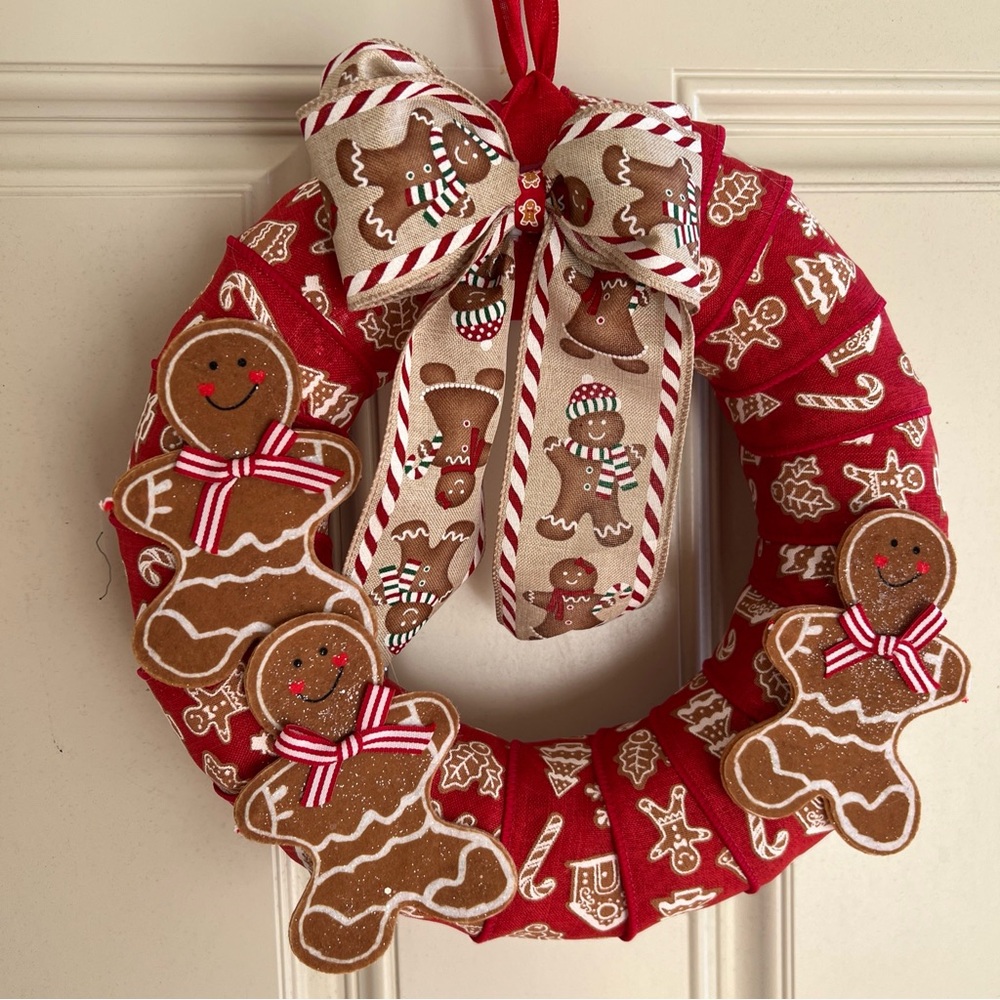 Christmas Gingerbread Man Boy  Winter  Red Tan  12 Inch Front Door  Decor